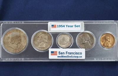 Juego de 5 E0849 1954-S plata como nuevo original tonificado sin circular Foto 1 de 4