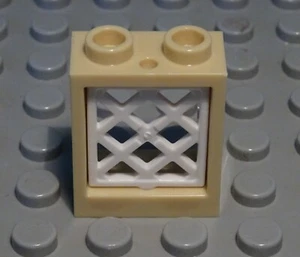 Lego Fenster 1x2x2 new Beige mit Gitter Weiss                           (3055) - Picture 1 of 1
