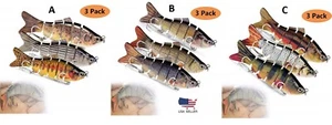 Angelköder für Barsch, 4" Multi Jointed Slow Sinking Hard Swimbait (Lot: A/B/C) - Bild 1 von 30