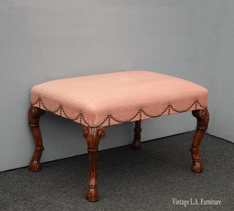 Vintage Minton Spidell French Style Coral Bench with Decorative Nails Cover