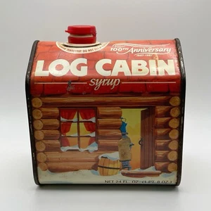 Vintage 1987 Log Cabin Syrup Tin 100th Anniversary General Foods 5”x 4.75” RARE - Picture 1 of 6