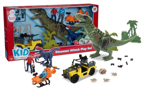 Kid Connection Dinosaur Attack Play Set 22 Pieces with 3.75" Figures New in Box Cover