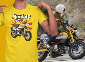 Monkey Bike Rising Sun UNISEX Short Sleeve T-Shirt (yellow) - Picture 1 of 7