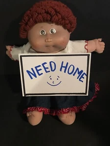 Vintage Cabbage Patch Kids Girl Red Hair Brown Eyes & Dimples! Signed 17” - Picture 1 of 6