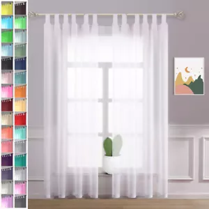 Un par de cortinas de velo de alta calidad 2 paneles 10 cm de largo pestaña superior transparente sólido - Imagen 1 de 69