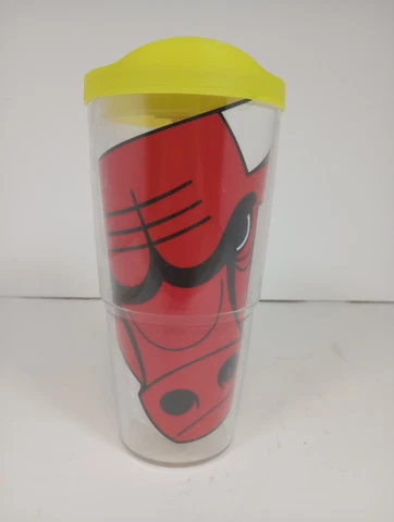 2012 NBA Chicago Bulls Tervis 24 fl oz Clear Tumbler Logo Name With Yellow Lid Cover