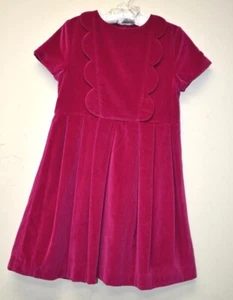 $115 NEW Jacadi Paris Girls Dress Velvet Short Sleeve Magenta Pink Cotton 10 A - Picture 1 of 8