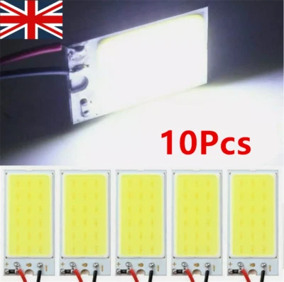 10Pcs 18 SMD COB White LED T10 Car Interior Panel Light Dome Map Lamp Bulbs UK - Image 1 of 4