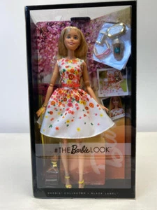 BARBIE DOLL NRFB THE LOOK FLORAL PRINT DRESS BLACK LABEL DVP55 - Picture 1 of 3
