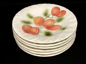 6 Vintage Dessertteller. SALINS LES BATHS. FRANKREICH Majolika Barbotine - Bild 1 von 6
