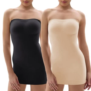 Womens Strapless Shapewear Full Slip for Under Dresses Tummy Control Body Shaper - Picture 1 of 23