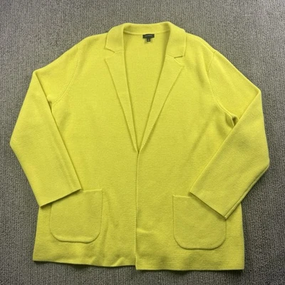 Talbots Womens L Wool Blend Knit Sweater Blazer Jacket Pockets Yellow - Image 1 of 4