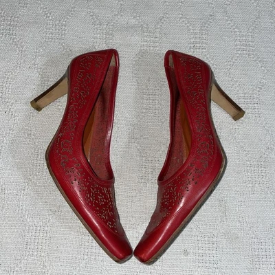 Женские нарядные каблуки Sesto Meucci размер 6,5 M красная кожа для вечеринок развлечений  - Изображение 1 из 4