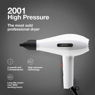 New Elchim 2001 High Pressure Professional Hair Dryer, 2000 watts, Salon or Home - Image 1 of 4