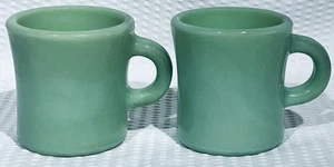 Lote de 2 ~ Taza de jadeíta vintage Fire King Anchor Hocking mango “C” pesado 3 1/2” - Imagen 1 de 17