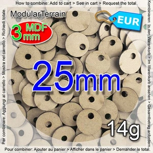 10x 25mm Round Base 3mm MDF with a Hole for 5mm / 6mm Magnets Warhammer 40k AOS - Imagen 1 de 8