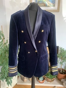 Zara Man Navy Blue Velvet Blazer Jacket Tuxedo Men Dinner Military Tux - Size 40 - Picture 1 of 16