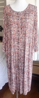 J.Jill Women's 2X Pintucked A-line Shirtdress Button Front Pockets Fall Colors - Image 1 of 4