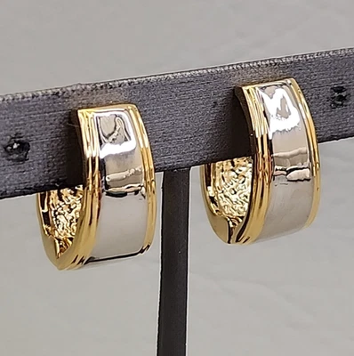 Hugger Hoop Earrings Magnetic Multi-Tone Reversible 7/8" - Image 1 of 4