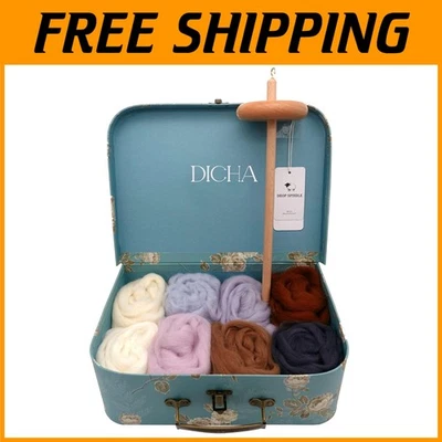 Drop Spindle Kit with Merino Wool - Beginner Spinner Gift - Image 1 of 4