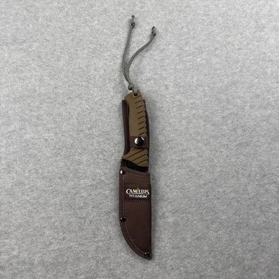 Camillus ERGON Titanium 420 Stainless Fixed Blade Tan Hunting Knife With Sheath - Image 1 of 4