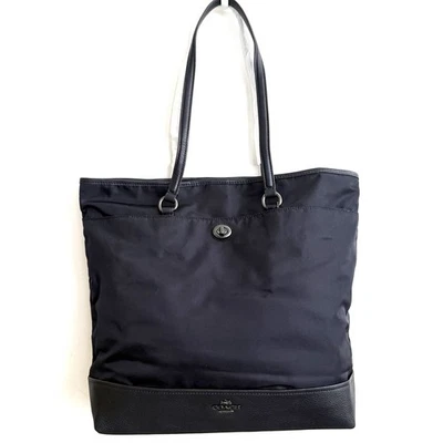 Новый с Ярлыками тренер нейлона кожи наплечная сумка с короткими ручками темно-синий 59073 кнопка - Изображение 1 из 4