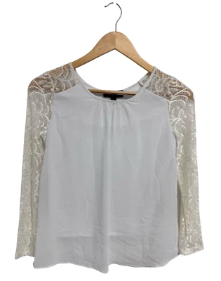 Blusa Amy Byer Niñas Forrada Blanca Manga Encaje Talla L (14) Foto 1 de 4