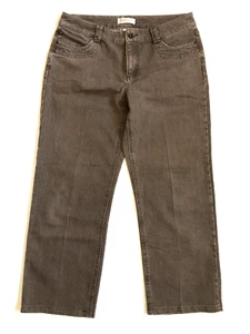 Pantalones de mezclilla elásticos rectos al tobillo Christopher & Banks talla 10P (33x25) marrón - Imagen 1 de 8