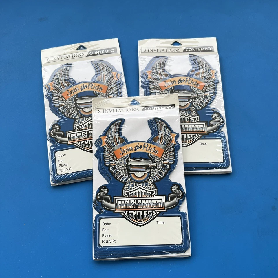 3 Packs VTG Harley Davidson Join The Ride Party 24 Invitations Envelopes - Image 1 of 4