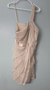 Adrianna Papell Kleid Damen 14 Beige Kaskaden Lagen One Shoulder  - Bild 1 von 7