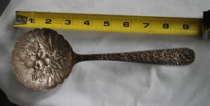 Kirk Repousse sterling silver lg berry serving spoon fruit design bowl 120 grams - Picture 1 of 4