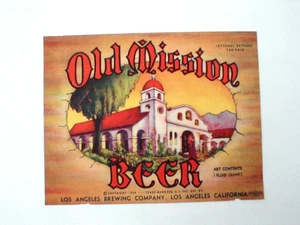 IRTP ALTES MISSION BIER QT FLASCHENETIKETT, LOS ANGELES BREWING CO. LOS ANGELES, CAL. - Bild 1 von 1