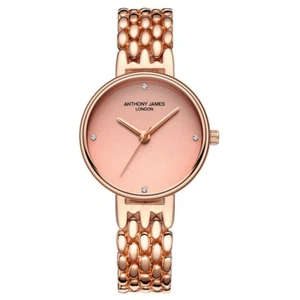 Anthony James Ladies Rose Gold Woman Watch With Swarovski Diamond Crystal - Picture 1 of 5