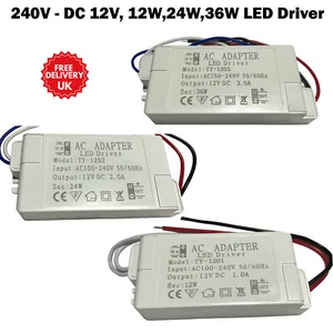 LED Driver Power Supply Transformer 240V - DC 12V, 12W,24W,36W LED Driver - Picture 1 of 10