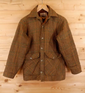 Vintage Woolrich Mackinaw Wool Sherpa Plaid Chore Barn Worker Hunting Jacket S - Picture 1 of 9