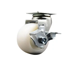 Rueda giratoria de nailon de 4 pulgadas con rodamiento de rodillos y freno SCC - Imagen 1 de 5