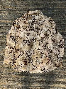 WHITE STAG Leopard Print Wmen’s Button-Up Sz Large Long Sleeved Shirt C16 - Picture 1 of 3