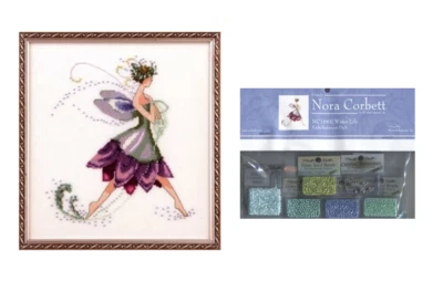 NORA CORBETT (MIRABALIA DESIGNER) Nora Corbett Mirabilia Cross Stitch PATTERN &EMBELLISH Pk WATER LILY NC166