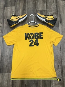 XL Nike Kobe Bryant 24 Bruce Lee Rare Big Logo Yellow Dri Fit Shirt 476990-710 - Picture 1 of 5