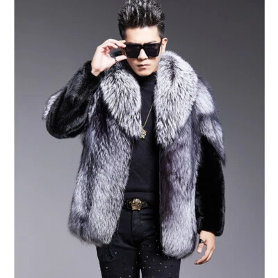 Men's Mink Coat New Fox Fur Mid-length Coat Youth Mink Fur Winter Handsome Coat - Image 1 of 4