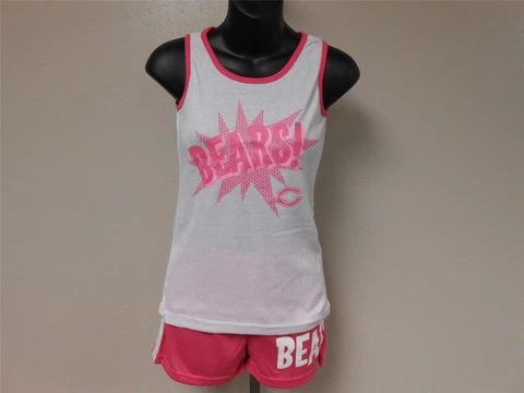 NEW CHICAGO BEARS YOUTH GIRLS MEDIUM M 10-12 TANK T-SHIRT/SHORT SETS Cover