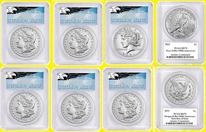 2021 Morgan D Peace CC P S O Silver 6 COINS complete SET PCGS MS 70 T Cleveland - Picture 1 of 7