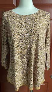 NEW J. Jill Cotton Blend Multi Color Print 3/4 Sleeve Shirt Top sz Medium - Picture 1 of 3