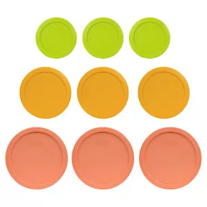 Pyrex (3) 7200-PC 2 Cup Edamame Green Lids and (3) 7201-PC 4 Cup Butter Yellow - Picture 1 of 1