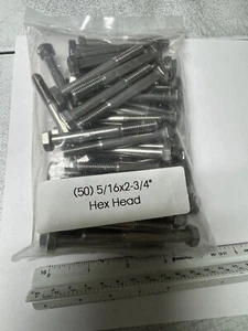 5/16 x 2-3/4 hex head bolt stainless 18-8 - Picture 1 of 1