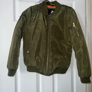Beverly Hills Polo Club Bomber Jacket  Size L(14) - Olive Green Jacket Woman - Picture 1 of 10