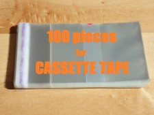Resealable Outer Replacement Plastic Sleeves for CASSETTE TAPES 100 pieces