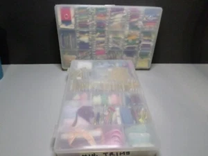 Large Lot Of Embroidery Floss With Box and Hoop 2 Plastic Containers - Picture 1 of 11
