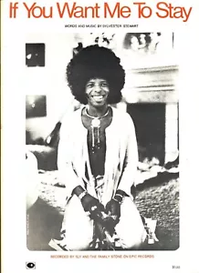 SLY and the FAMILY STONE IF YOU WANT ME TO STAY Sylvester Stewart SHEET MUSIC gu - Picture 1 of 1