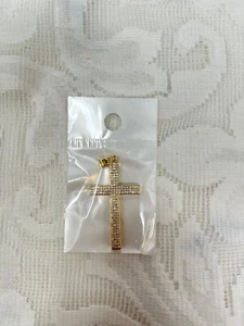 vergoldeter Kreuz Anhänger / Kunstdiamant - Bild 1 von 4